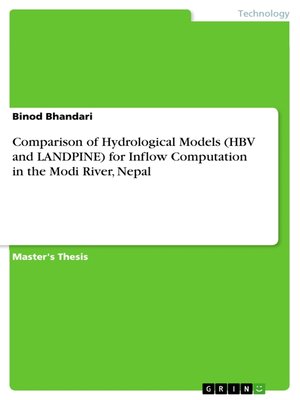 cover image of Comparison of Hydrological Models (HBV and LANDPINE) for Inflow Computation in the Modi River, Nepal